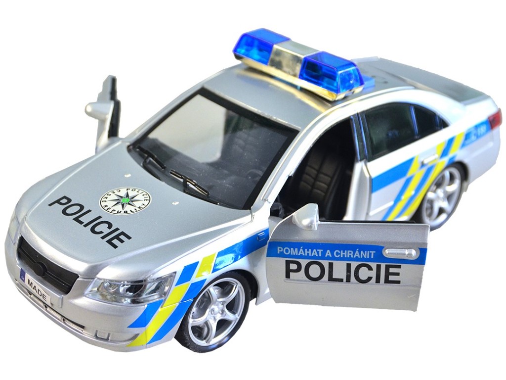 Auto policejní s českým hlasem, na setrvačník, 24 cm