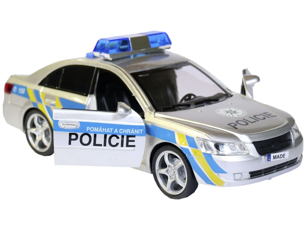 Auto policejní s českým hlasem, na setrvačník, 24 cm