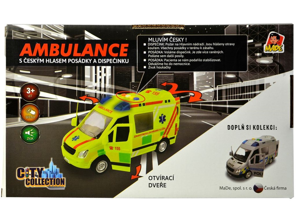 Ambulance, na setrvačník, s reálným hlasem posádky, 21 cm