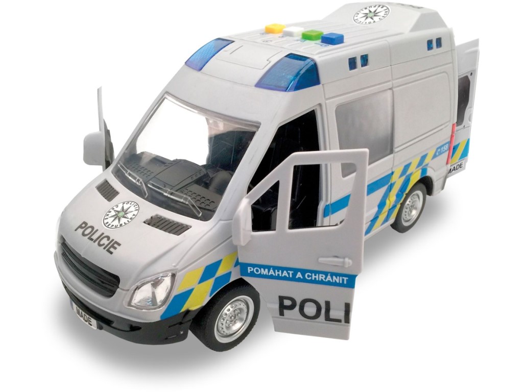 MaDe Auto policejní dodávka, na setrvačník s reálným hlasem posádky, 21 cm