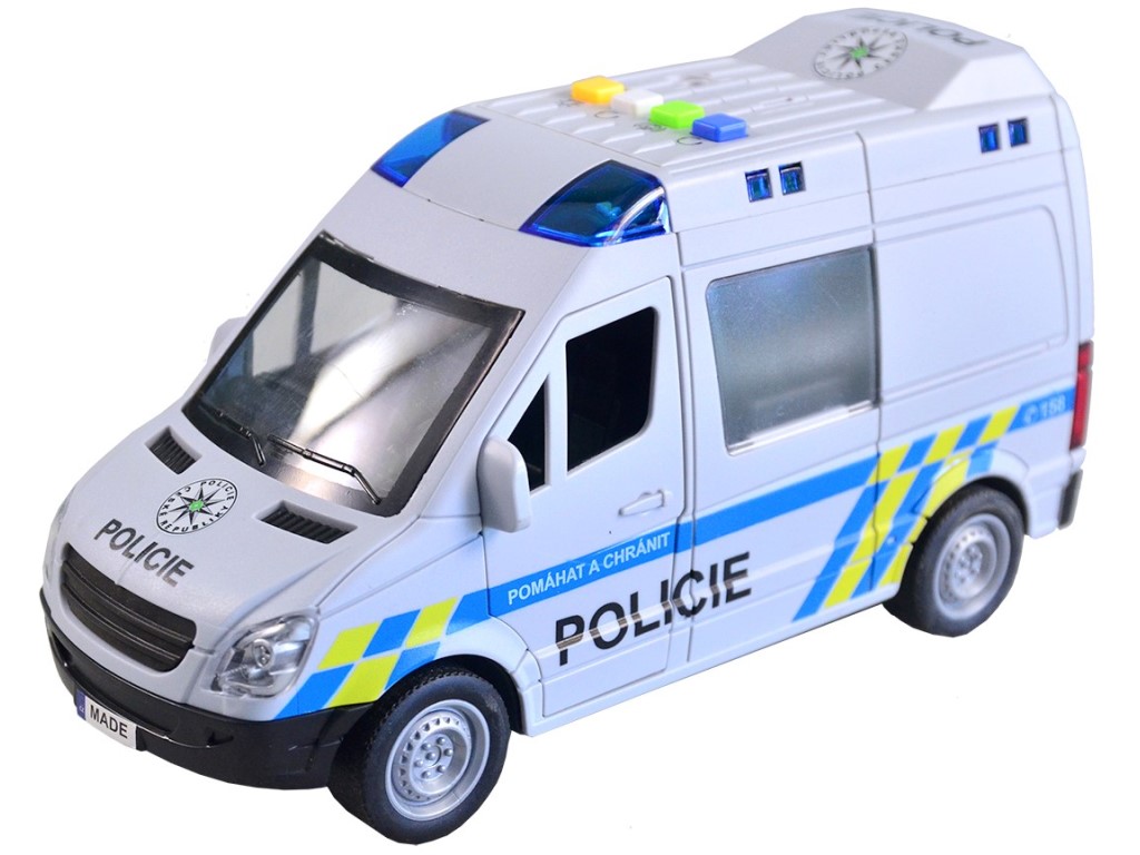 MaDe Auto policejní dodávka, na setrvačník s reálným hlasem posádky, 21 cm