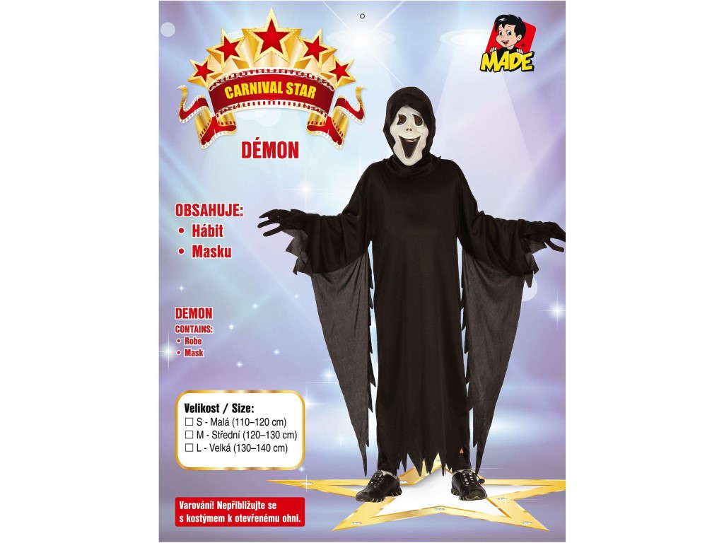 03833 - Šaty na karneval - démon, 120-130 cm