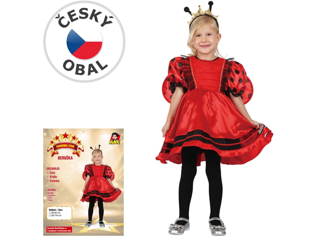 03876 - Šaty na karneval - beruška, 80-92 cm