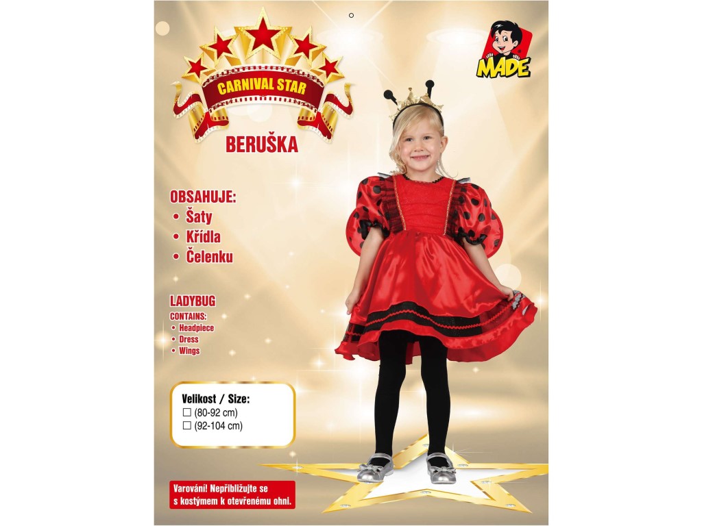 03876 - Šaty na karneval - beruška, 80-92 cm