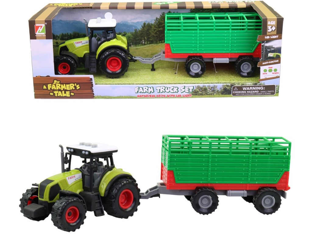 07212 - Traktor s přívěsem, se zvukem a světlem, 12,5 x 34,5 x 10,5 cm