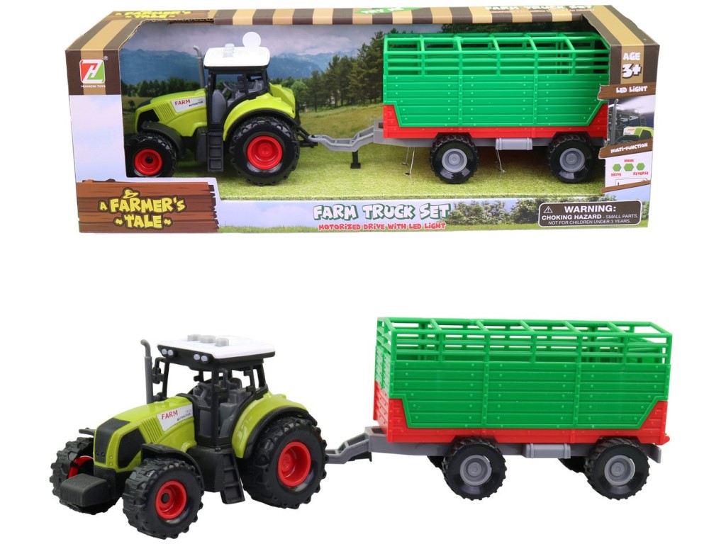 07212 - Traktor s přívěsem, se zvukem a světlem, 12,5 x 34,5 x 10,5 cm