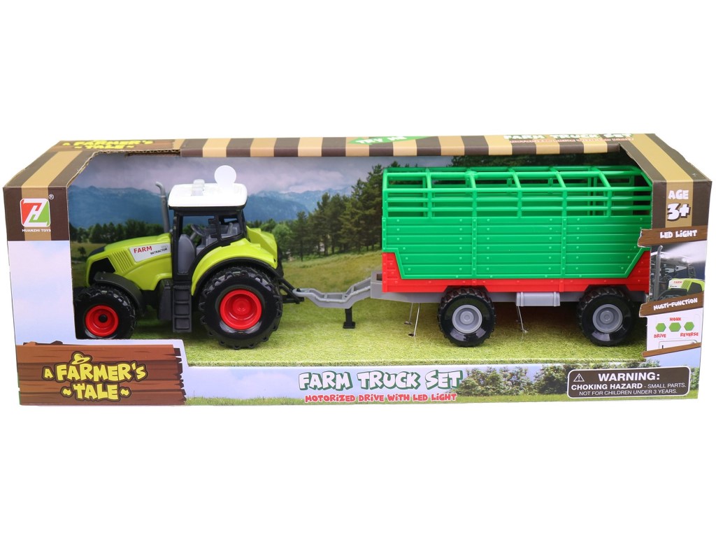 07212 - Traktor s přívěsem, se zvukem a světlem, 12,5 x 34,5 x 10,5 cm