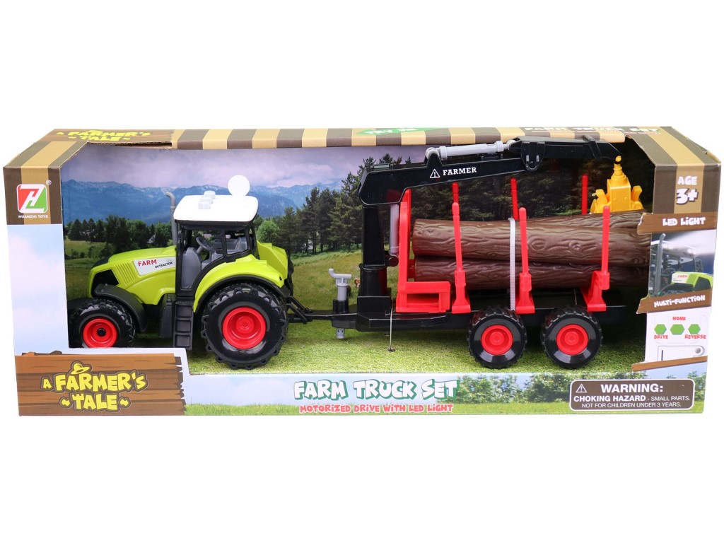07213 - MaDe Traktor s přívěsem, ramenem, zelená