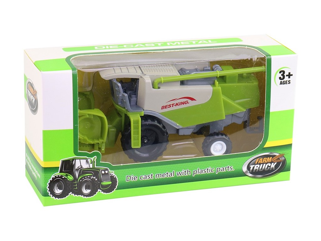 07629 - Kombajn, volná kola, kovový, 12 cm, 12 ks v boxu