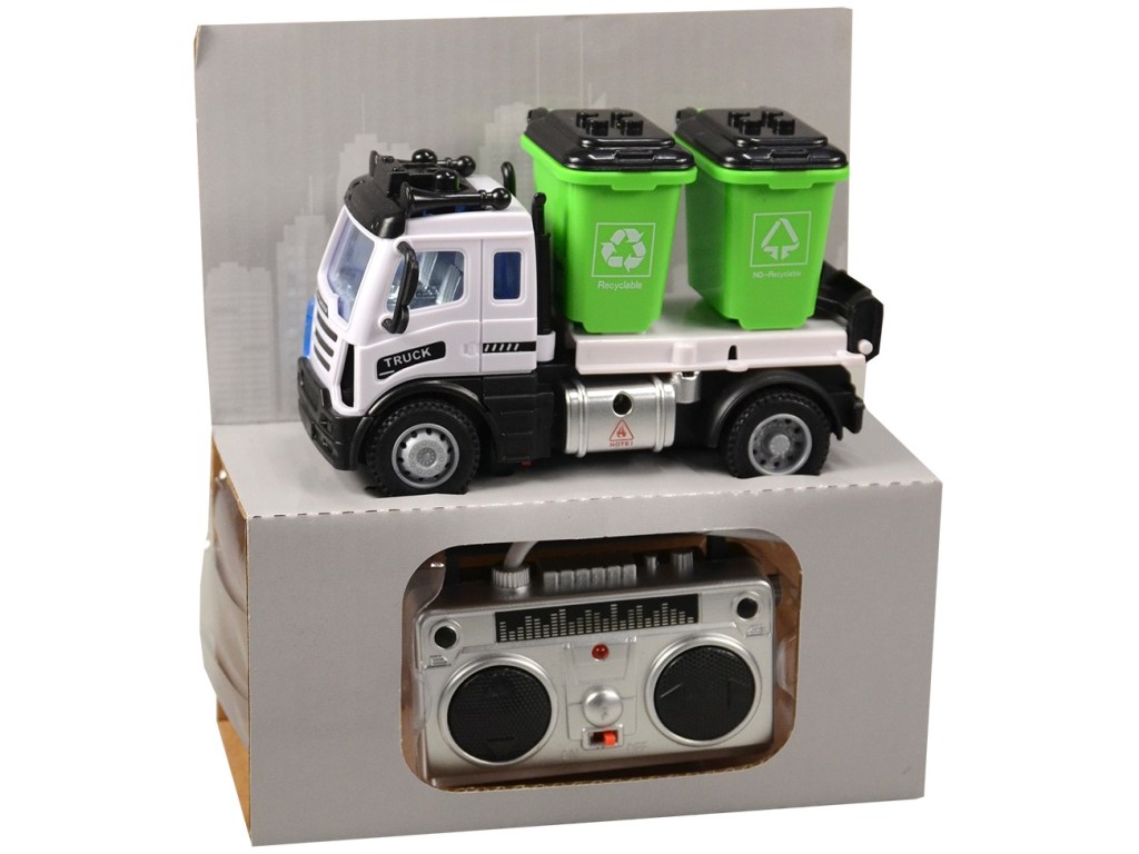 08448 - Auto popelářské s kontejnery, na dálkové ovládání, 12 x 7 x 6 cm