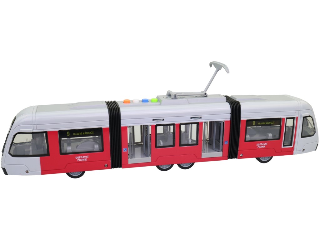 Tramvaj na setrvačník, se světlem a hudbou, 48 x 10,5 x 16,5 cm