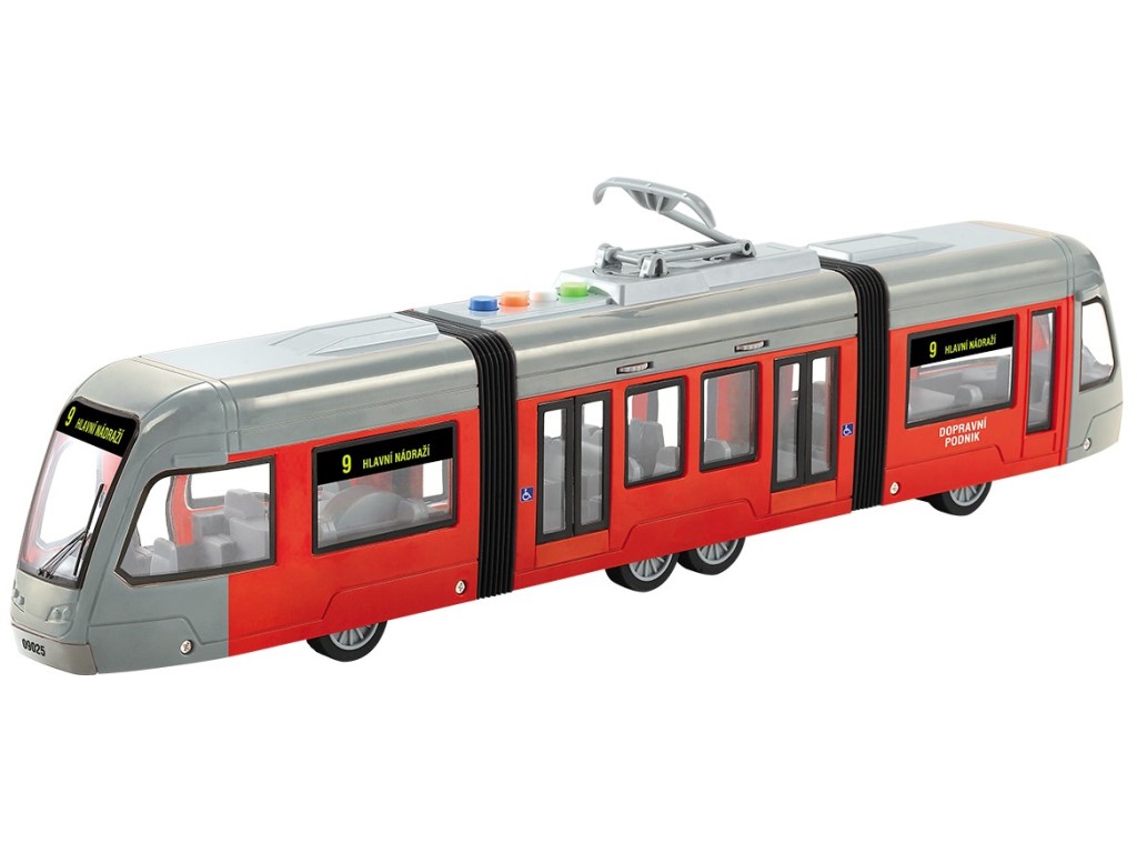 Tramvaj na setrvačník, se světlem a hudbou, 48 x 10,5 x 16,5 cm