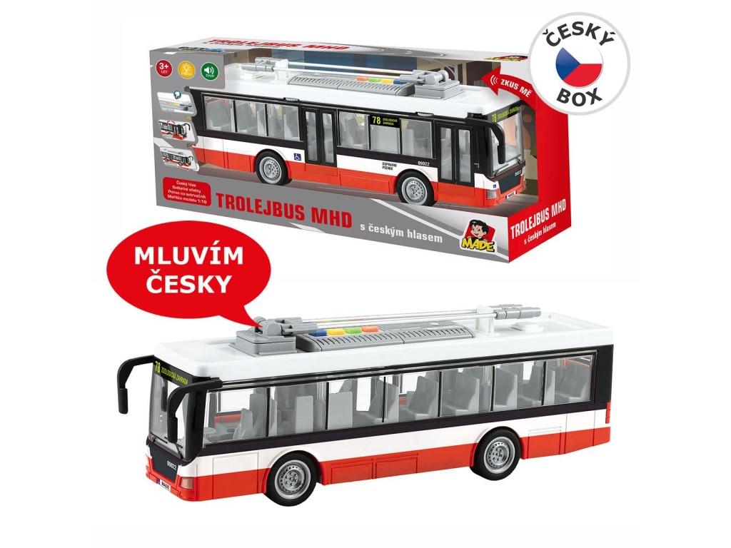 08517 - Trolejbus s českým hlasem, 7 x 10 x 28 cm