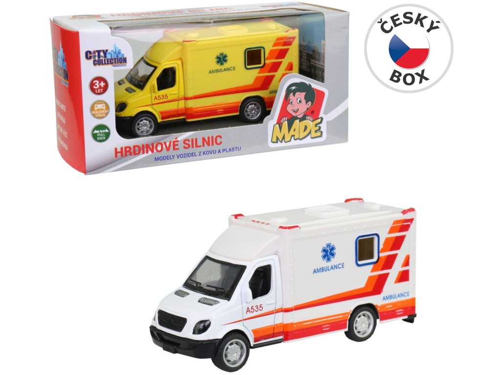 10697 - Ambulance kovová, zpětný chod, 10 cm