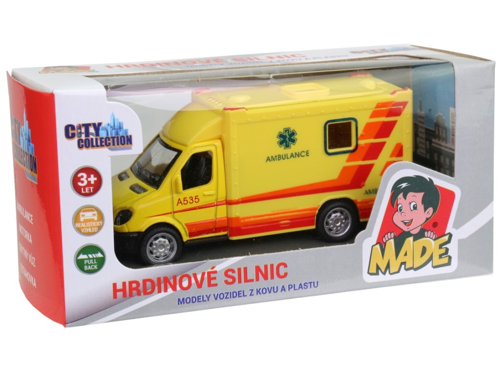 10697 - Ambulance kovová, zpětný chod, 10 cm