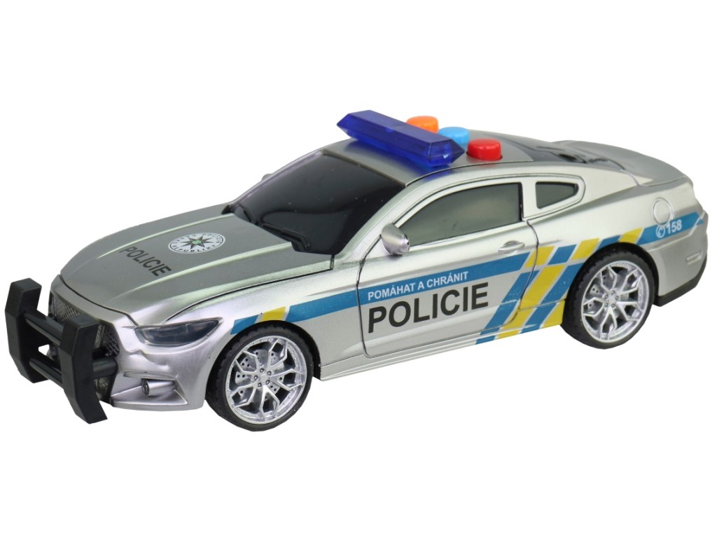10710 - Policejní auto na setrvačník, 17 cm, světlo, zvuk (čeština), na baterie