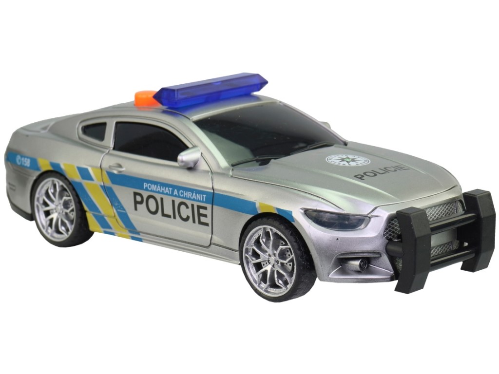 10710 - Policejní auto na setrvačník, 17 cm, světlo, zvuk (čeština), na baterie