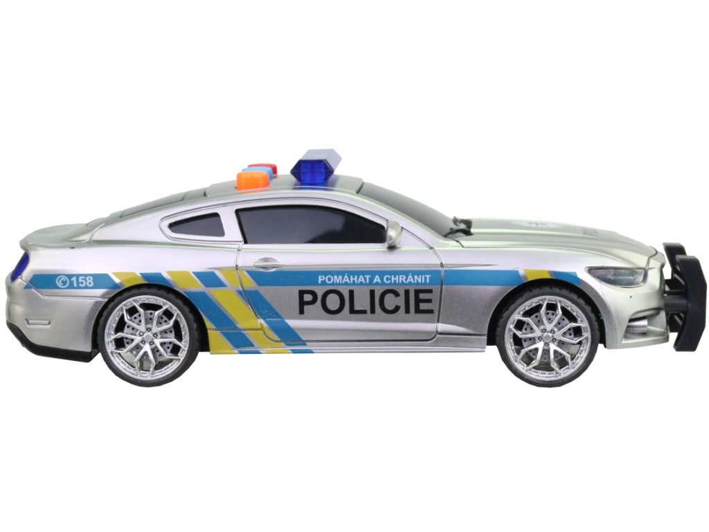 10710 - Policejní auto na setrvačník, 17 cm, světlo, zvuk (čeština), na baterie