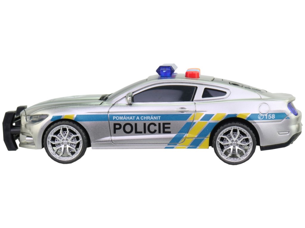 10710 - Policejní auto na setrvačník, 17 cm, světlo, zvuk (čeština), na baterie