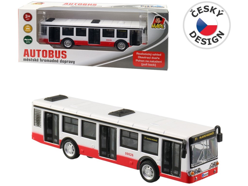 10646 - Autobus kovový na zpětný chod, 16cm