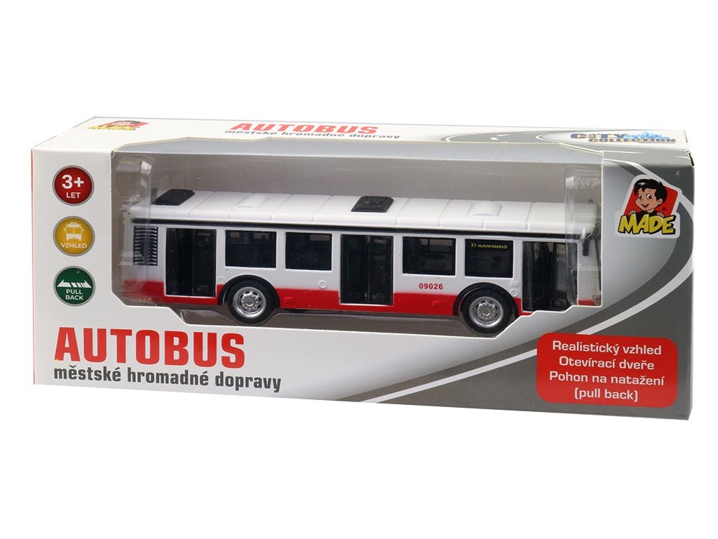 10646 - Autobus kovový na zpětný chod, 16cm
