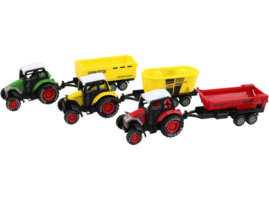 13143 - Traktor farmářský s vlečkou, 12 ks v boxu, 10,5 x 3,3 x 3,8 cm