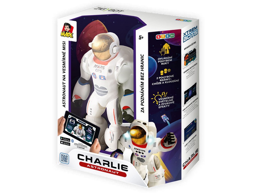 13624 - Robot astronaut Charlie, s naučnou aplikací, 29,5 cm