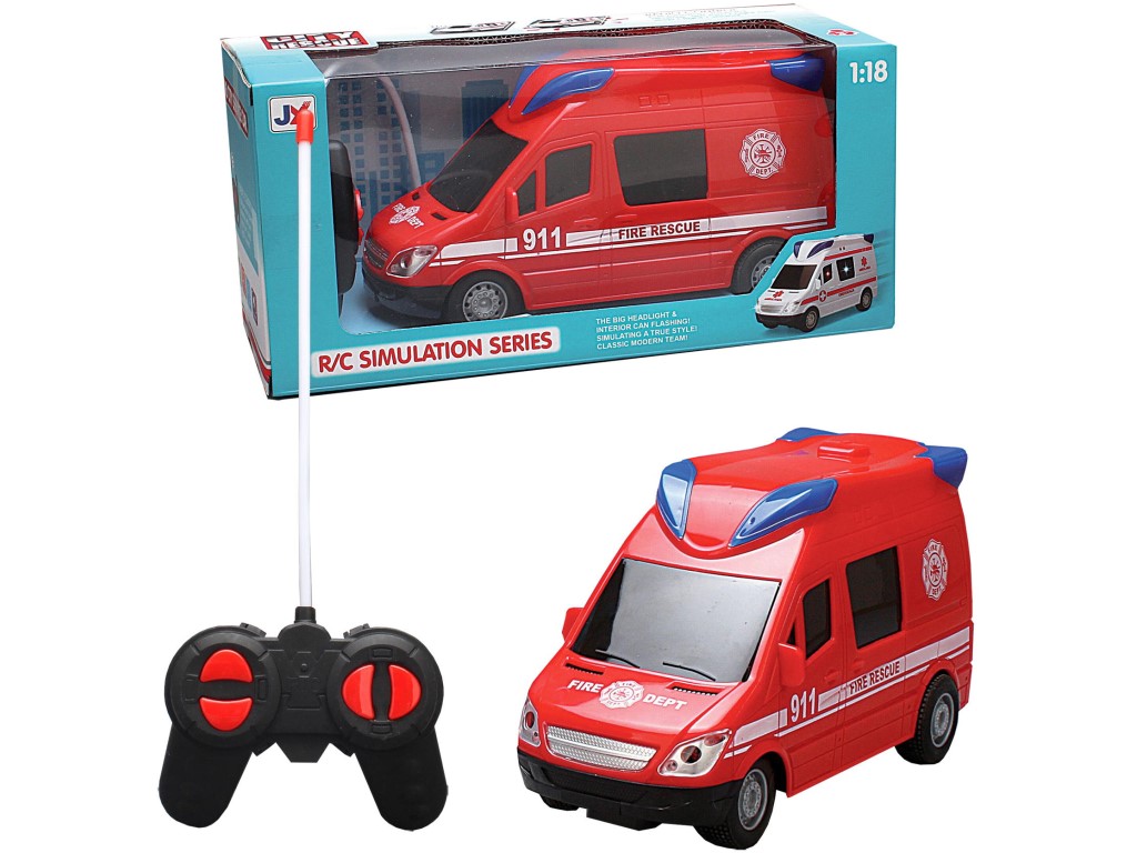 14751 - Auto hasičské na dálkové ovládání, se světlem a zvukem, 21 cm