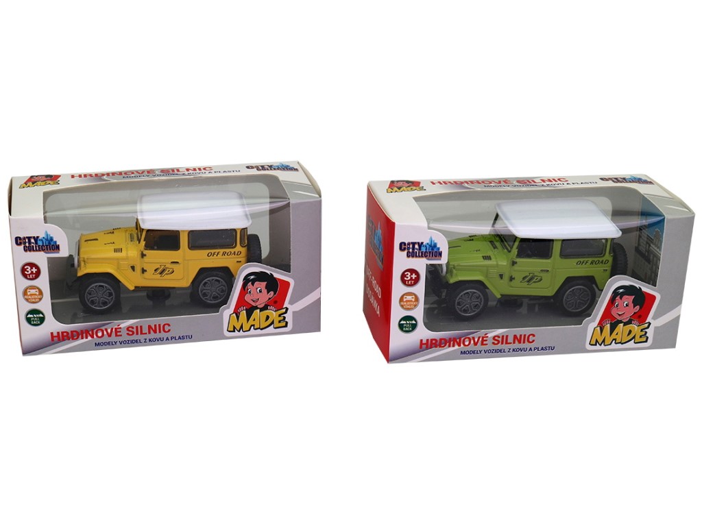 14849 - Auto Jeep kovové, na zpětný chod, 9,5, x 4,6 x 5 cm