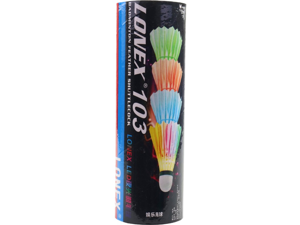 Badminton košíčky 4 ks, peří se světlem 23,5 x 6 cm