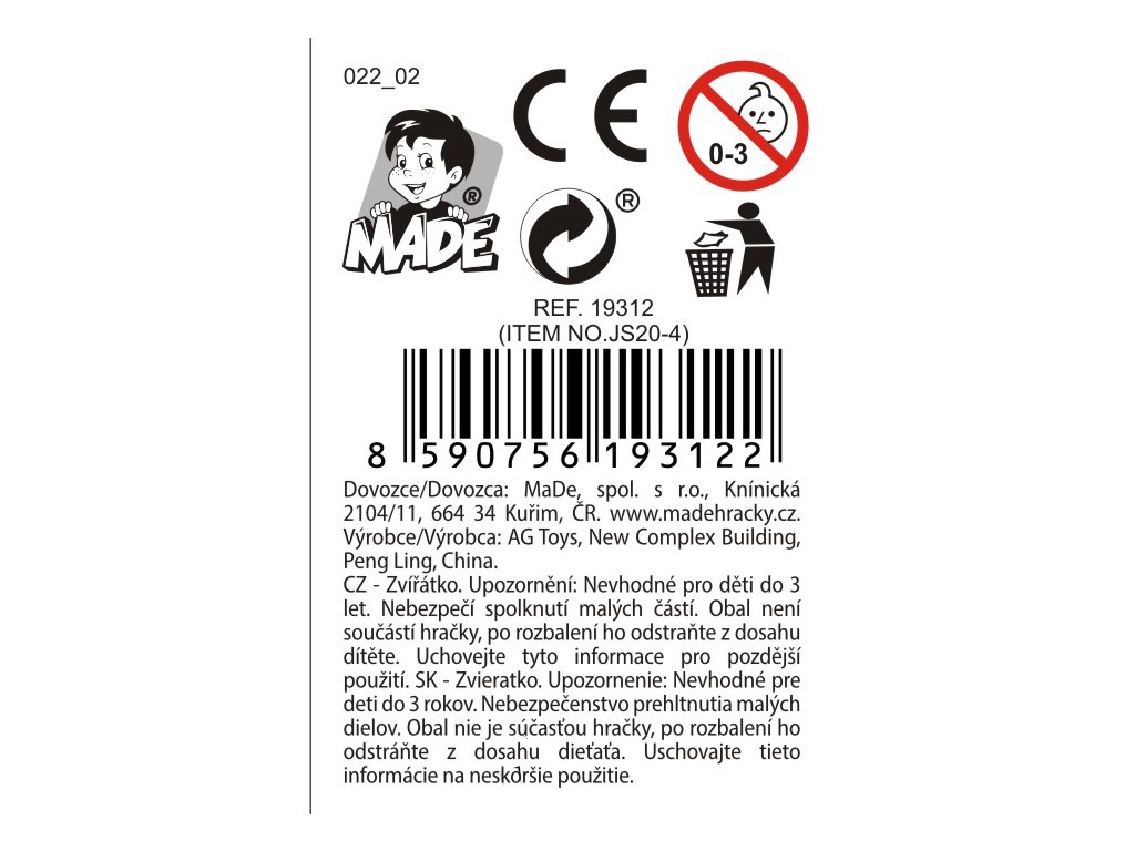 Zvířátka domácí, 36 ks v diplay boxu, 9 cm