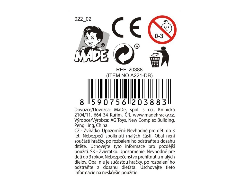 Zvířátko lama, 24 ks v display boxu, 9 cm