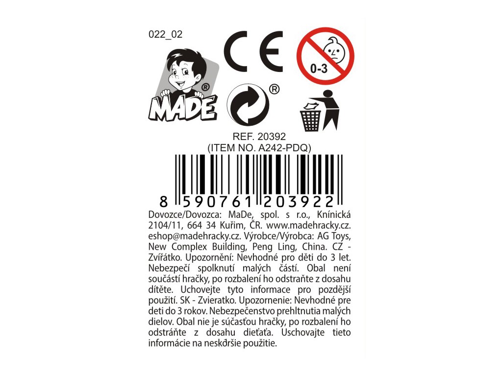 Zvířátko krtek, 24 ks v display boxu, 10 cm
