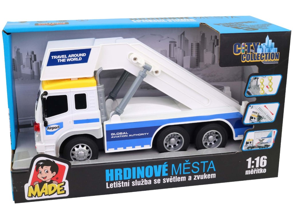 20621 - Auto letištní služby, vysunovací a polohovací schody, na baterie, světlo a zvuk, 26 cm