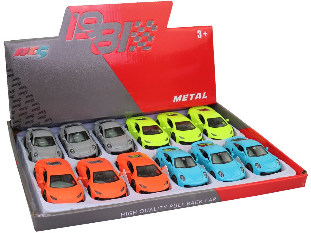 Auta 1:36, 12 kusů v display boxu, 12,1  x 4,4 x 4 ,2 cm