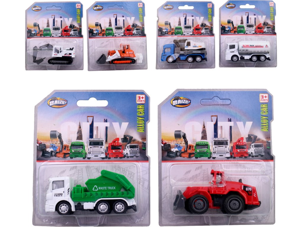 Auta stavební 6 druhů, 8,3 x 3,4 x 4,5 cm