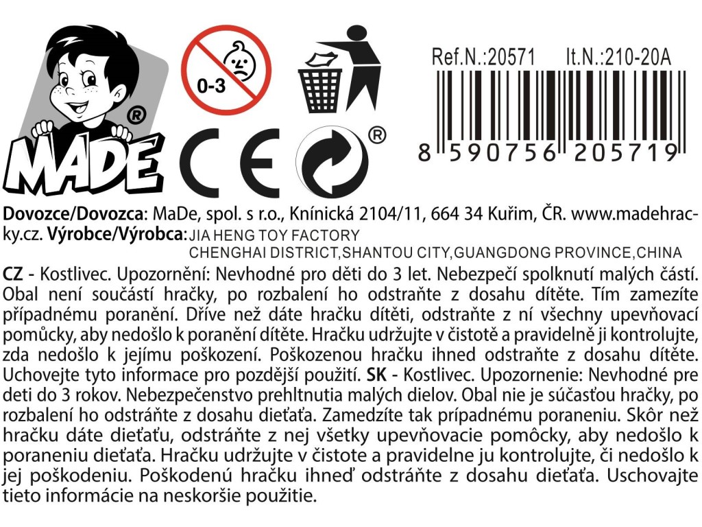 Kostlivec, 40 x 13 x 5 cm