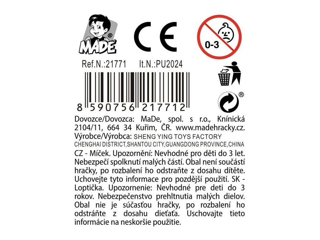 Míčky 10 cm, 12 ks v display boxu