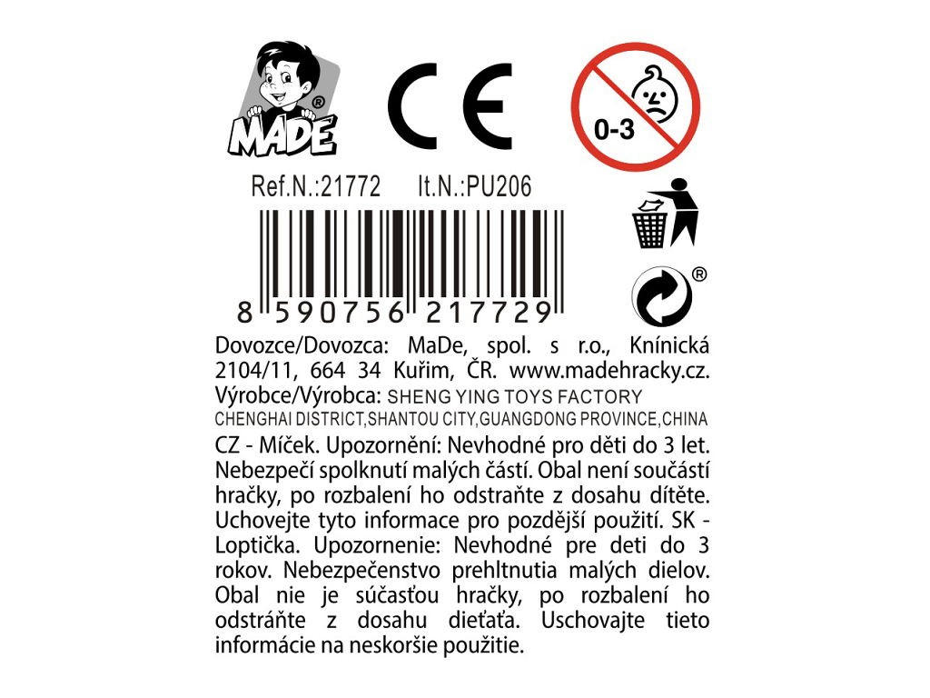 Míčky 9 cm, 12 ks v display boxu