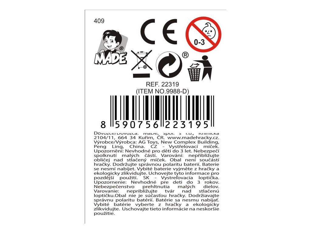 Míč 2 v 1, s hudbou, 6 kusů v display boxu