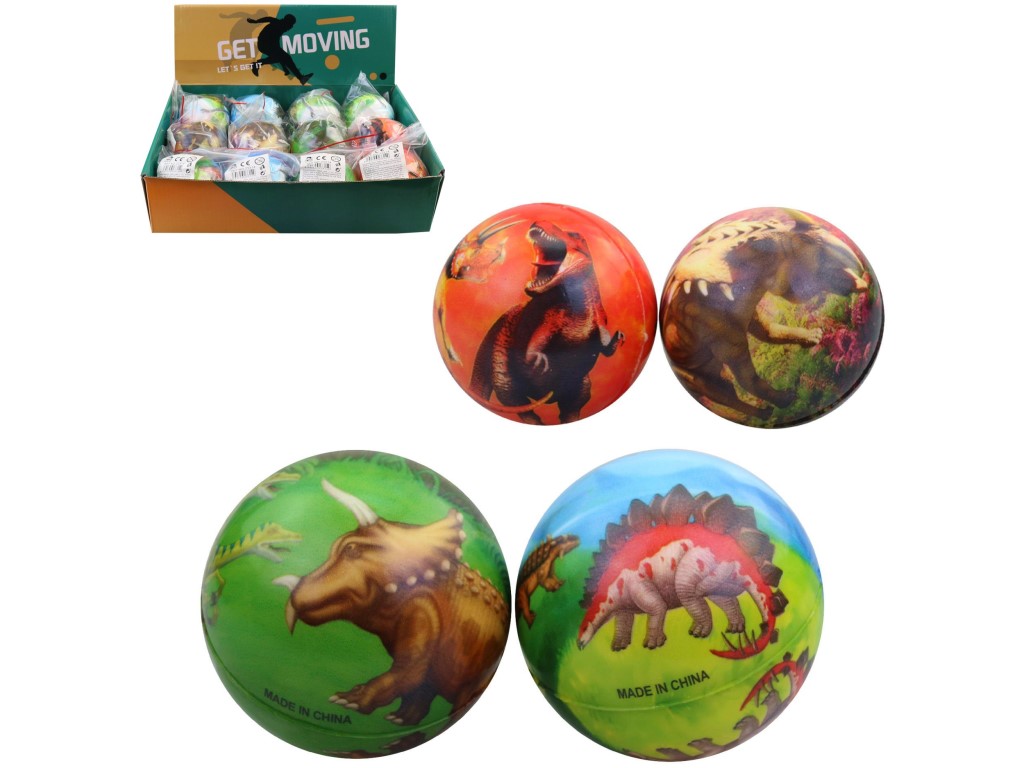 Míček dinosaurus, 12 ks v display boxu, 6,5 cm