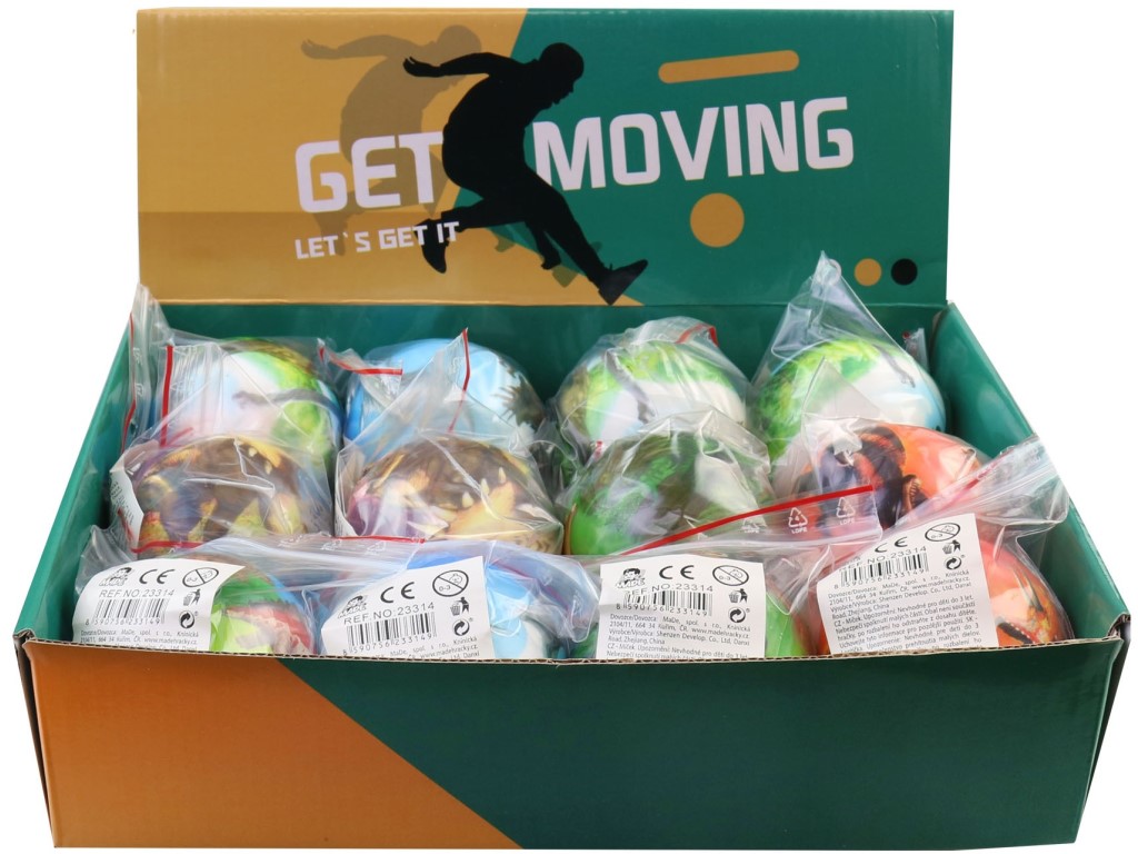 Míček dinosaurus, 12 ks v display boxu, 6,5 cm