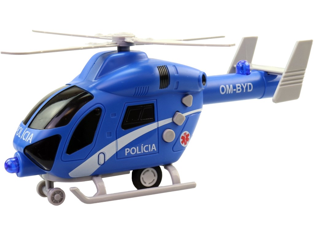 MaDe Vrtulník policejní SK na setrvačník, na baterie se světlem a zvukem, 20 cm