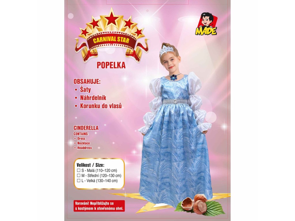 Šaty na karneval - Popelka, 110-120 cm