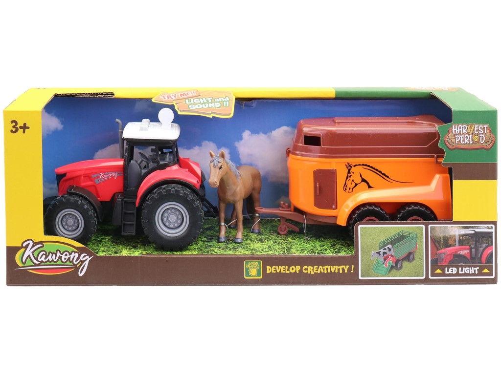 Traktor s přívěse pro převoz koní, na baterie, 15 cm