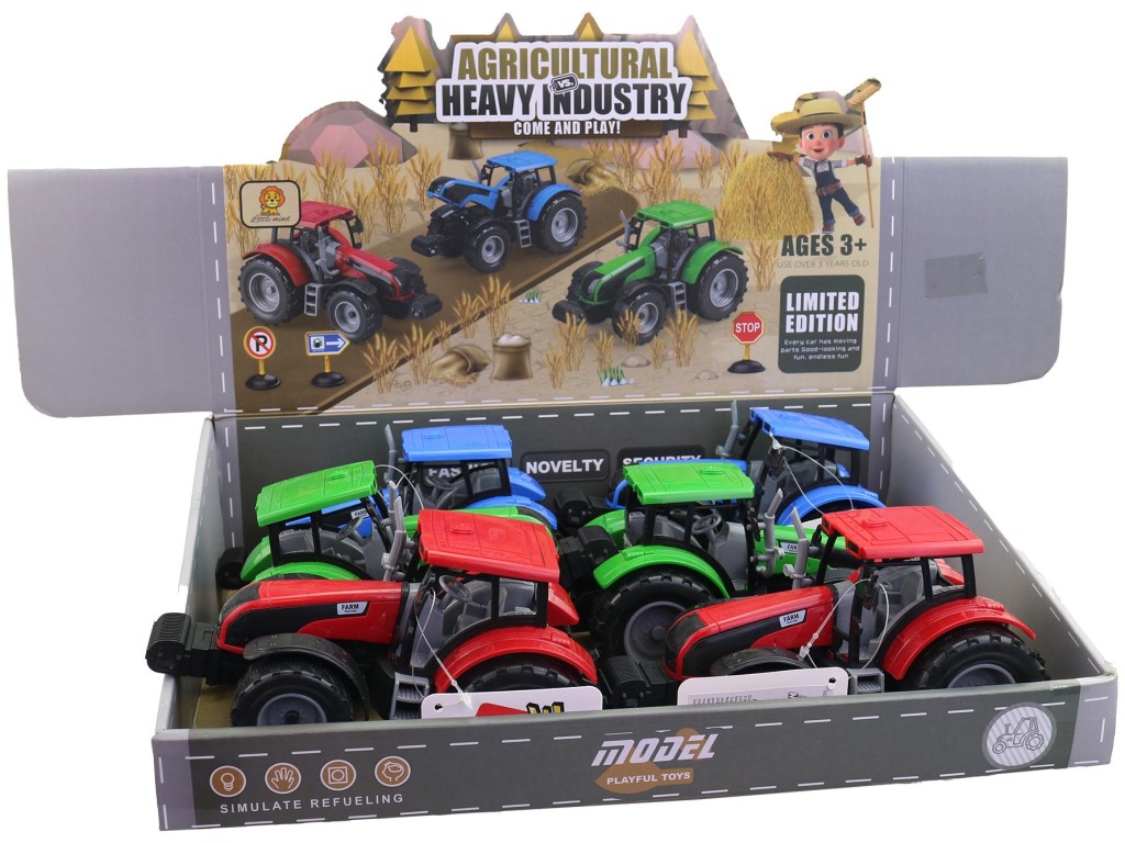 Traktor, 6 ks v display boxu, 20 cm