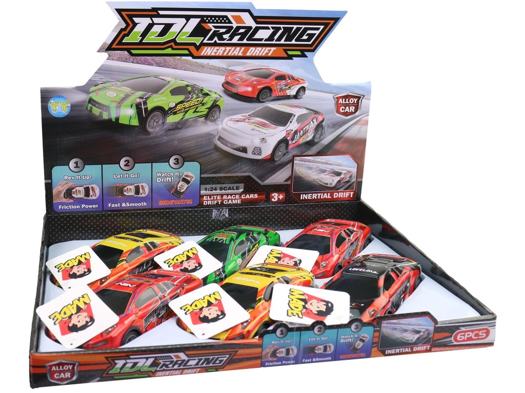 Auto sportovní, 6 ks v display boxu, 17,5 cm