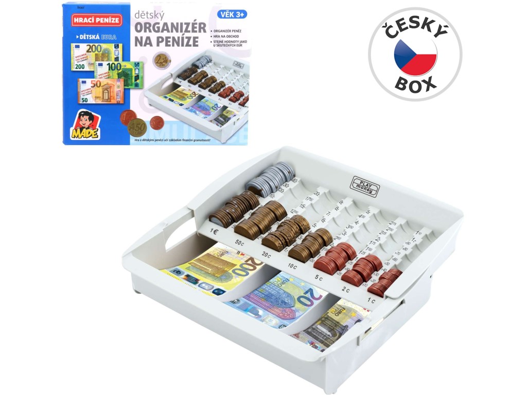 Box na peníze – organizér na euro mince a bankovky