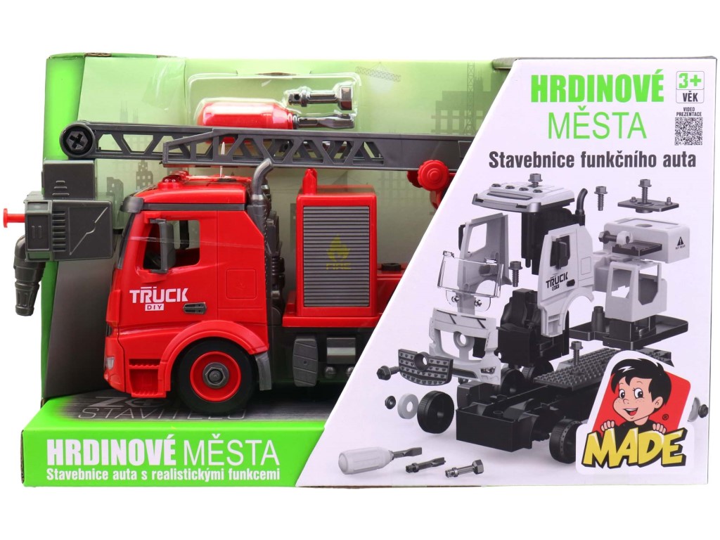 Auto hasiči k sestavení, světlo a zvuk, baterie, 30 cm