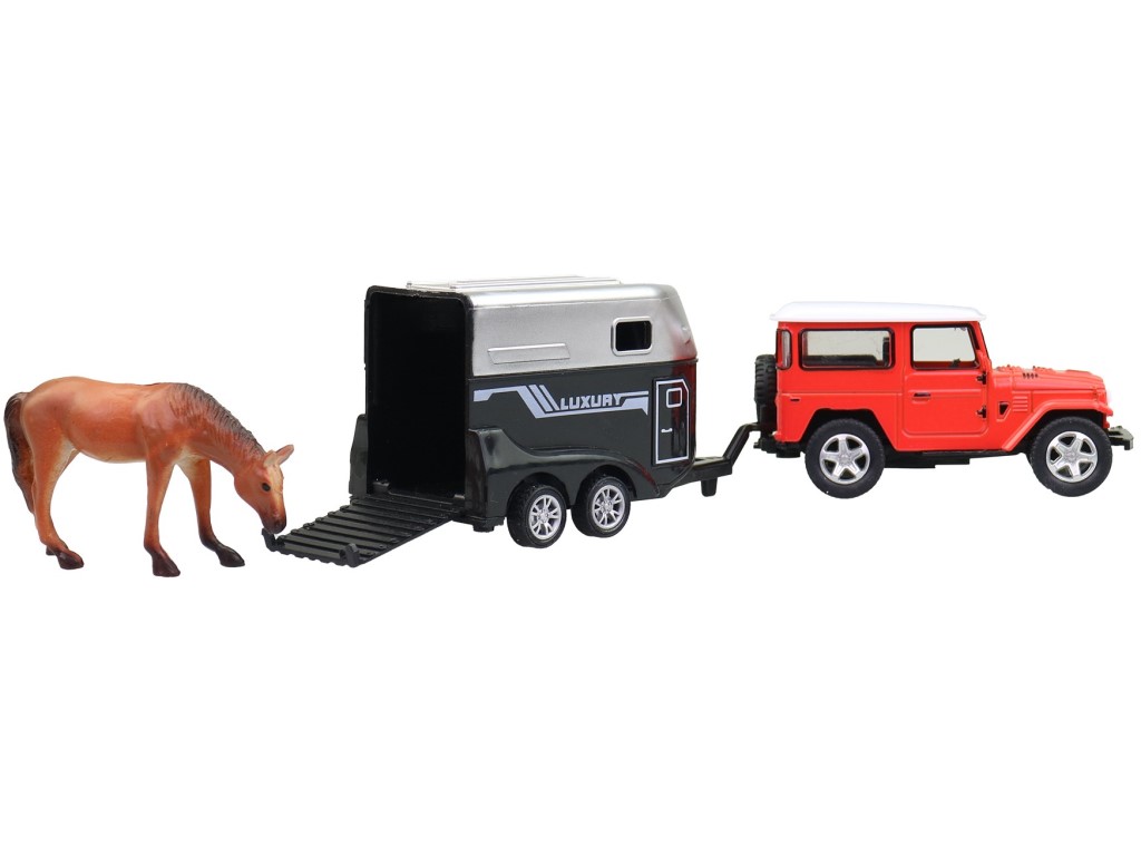 Auto s přívěsem a zvířátkem, 25 cm